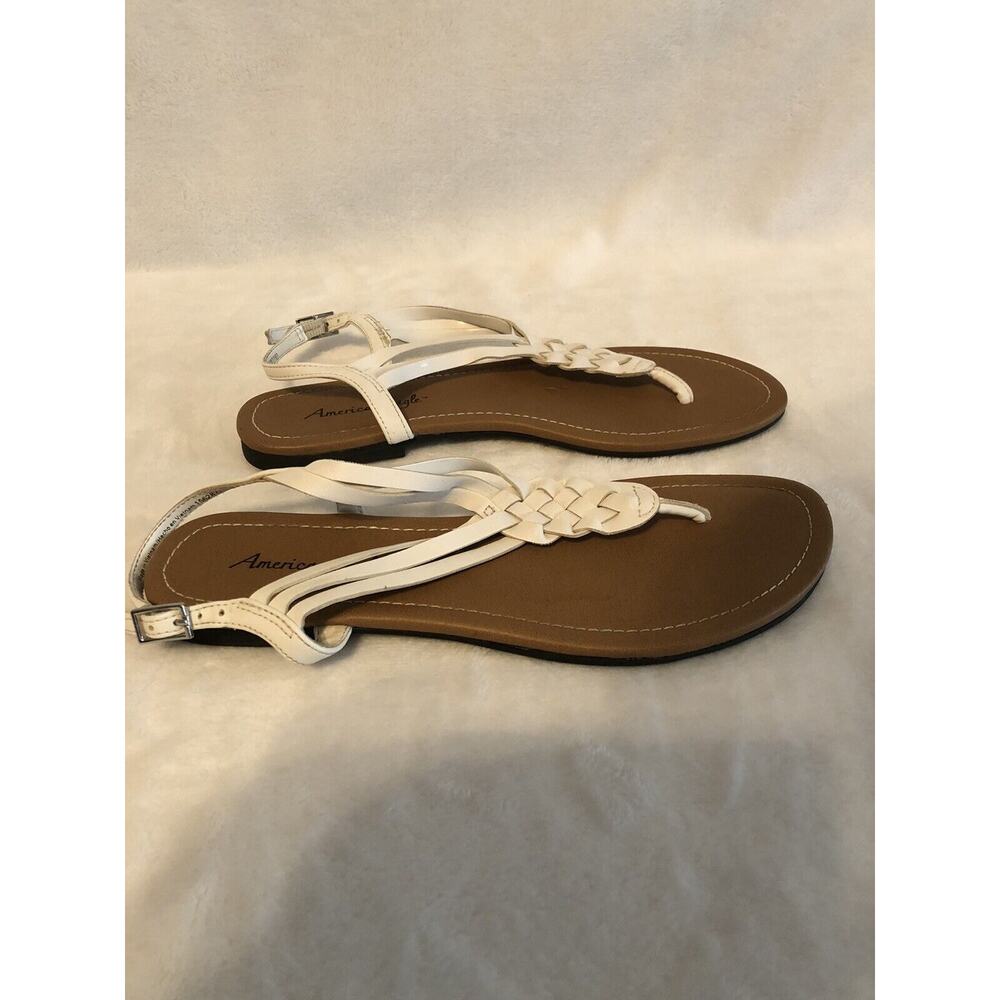 American Eagle‎ Women’s Sandals 7.5 White Cottagecore Minimalist Adjustable Flaw - Picture 5 of 13